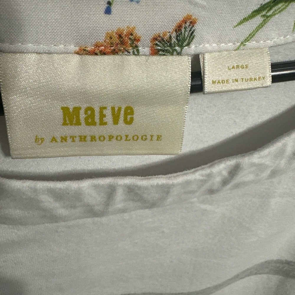 Maeve by Anthropologie White Floral Top